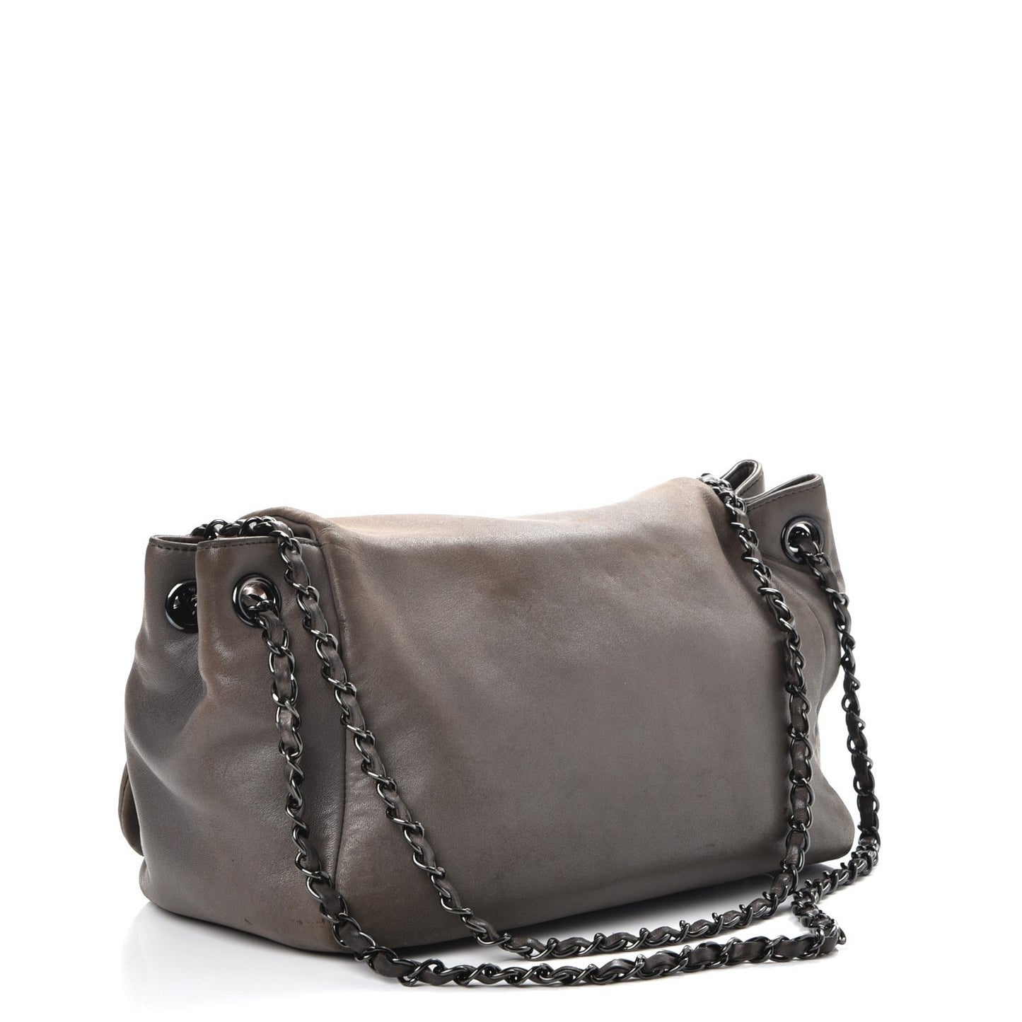 Lambskin Studded Accordion CC Flap Grey