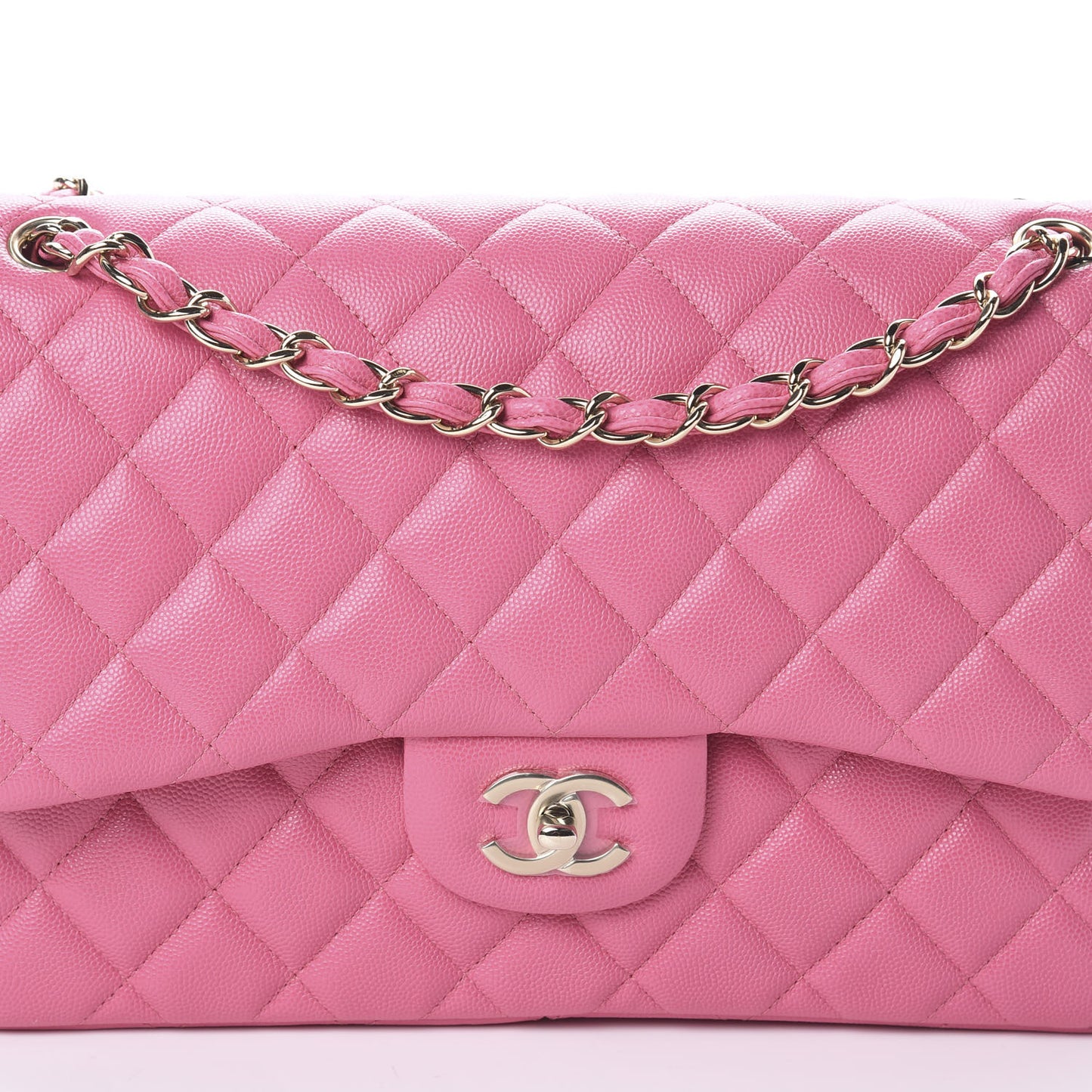 Caviar Quilted Jumbo Double Flap Pink