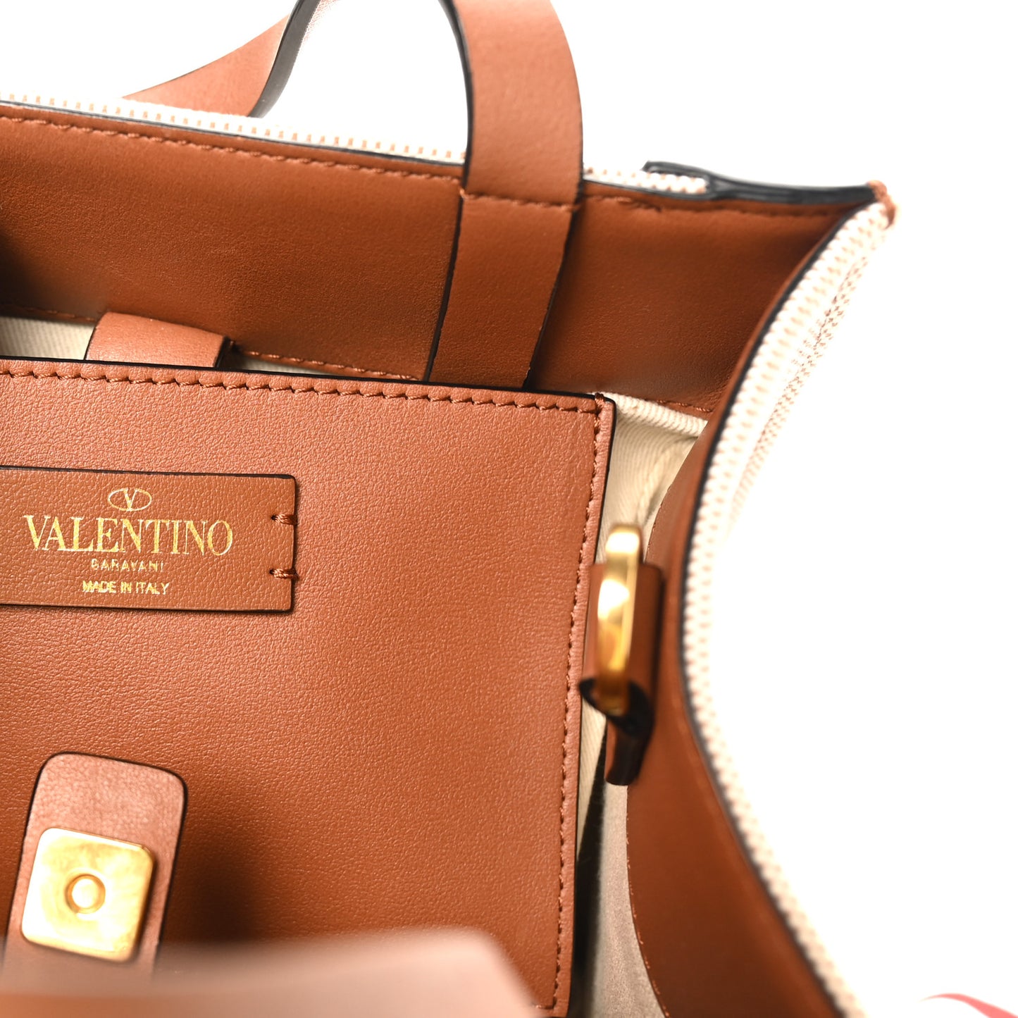 Canvas Calfskin Small Vlogo Signature Handbag Beige Selleria
