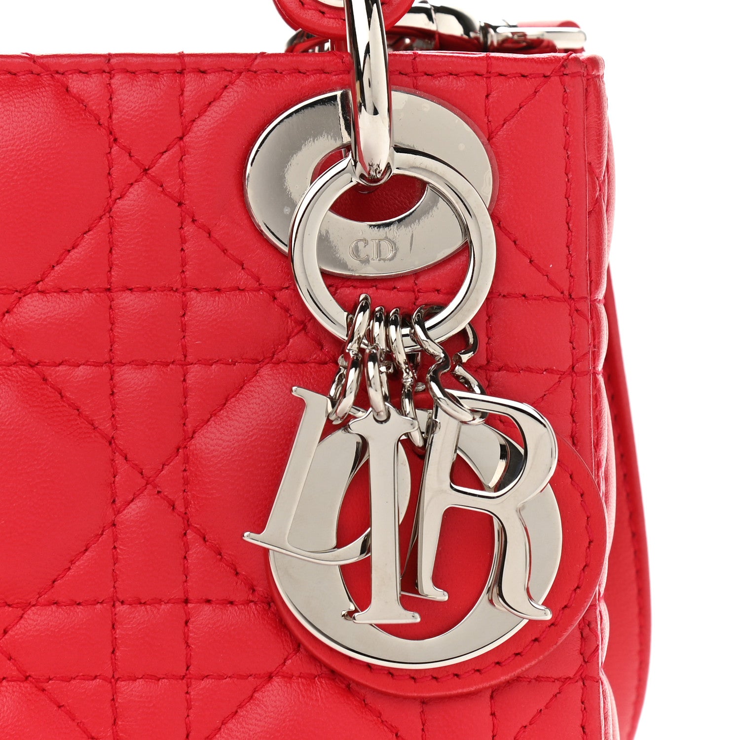 Christian Dior Lambskin Cannage Mini Lady Dior Geranium 8 of 10