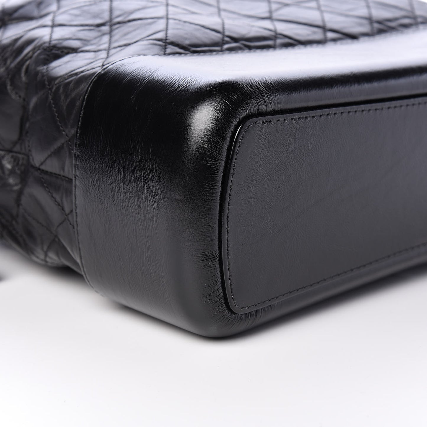 Calfskin Quilted Large Gabrielle Shopping Tote Black