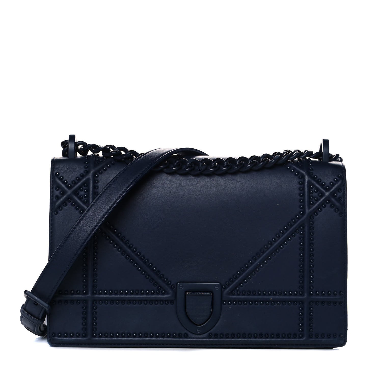 Ultra Matte Calfskin Studded Medium Diorama Flap Bag Blue