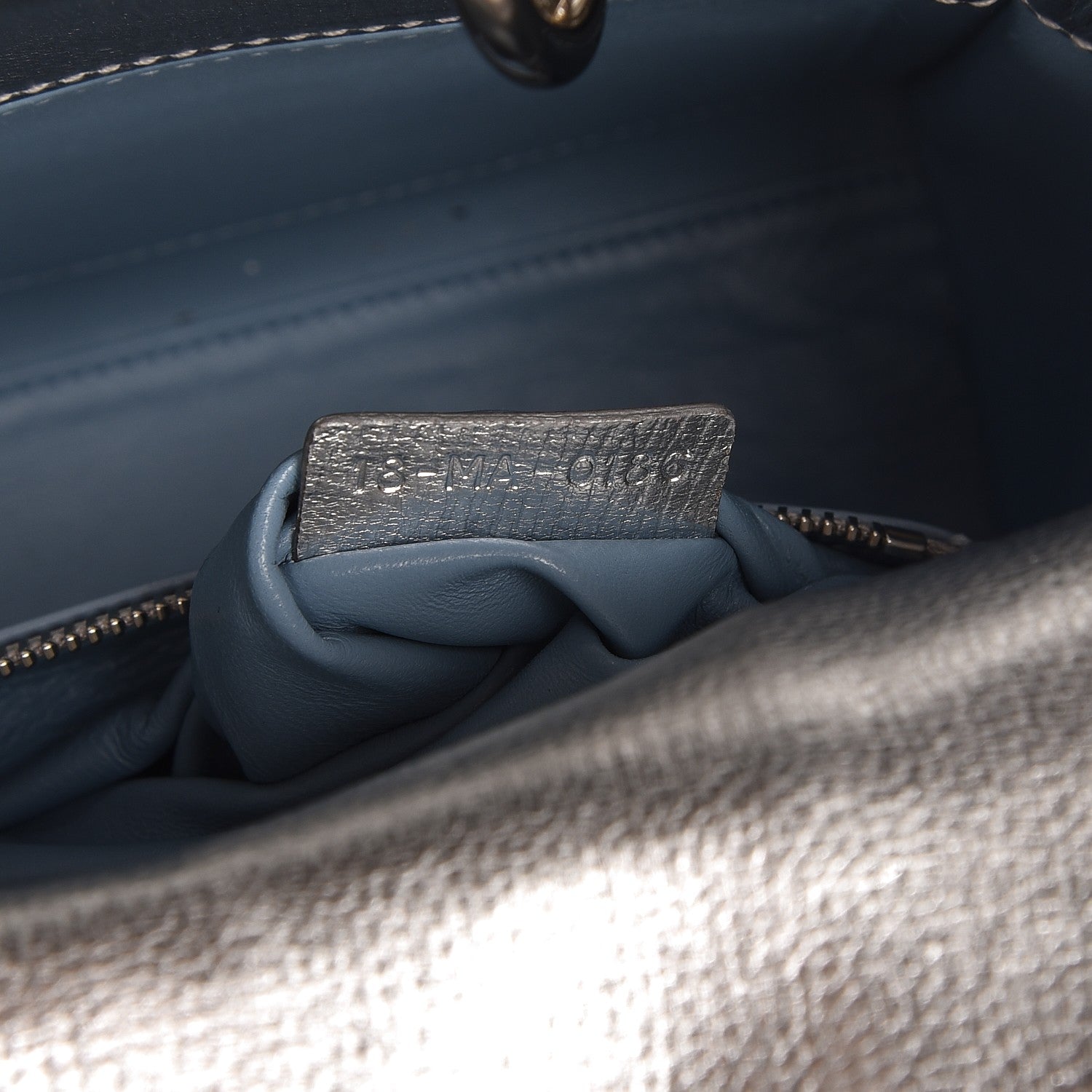 Christian Dior Metallic Grained Calfskin Cannage Small Lucky Badges My Lady Dior Silver 7 of 12