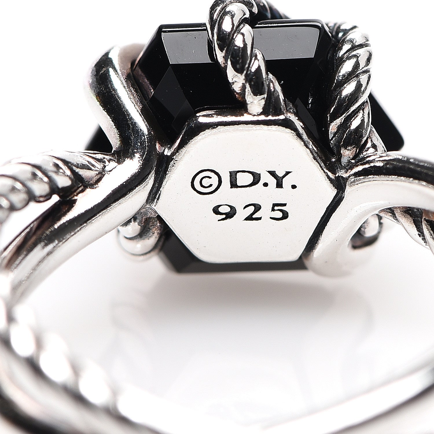 David Yurman Sterling Silver Diamond Black Onyx 10mm Cable Wrap Ring 52 6 4 of 4