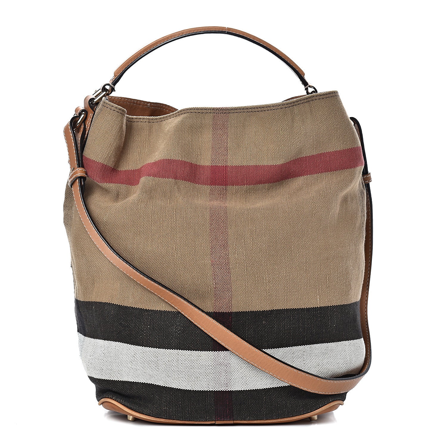 Burberry Canvas Mega Check Medium Ashby Hobo Saddle Brown 2 of 19