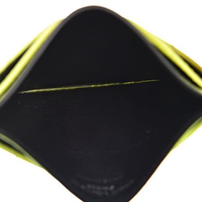 Saint Laurent Patent Grain De Poudre Matelasse Chevron Monogram Credit Card Case Neon Yellow 5 of 9