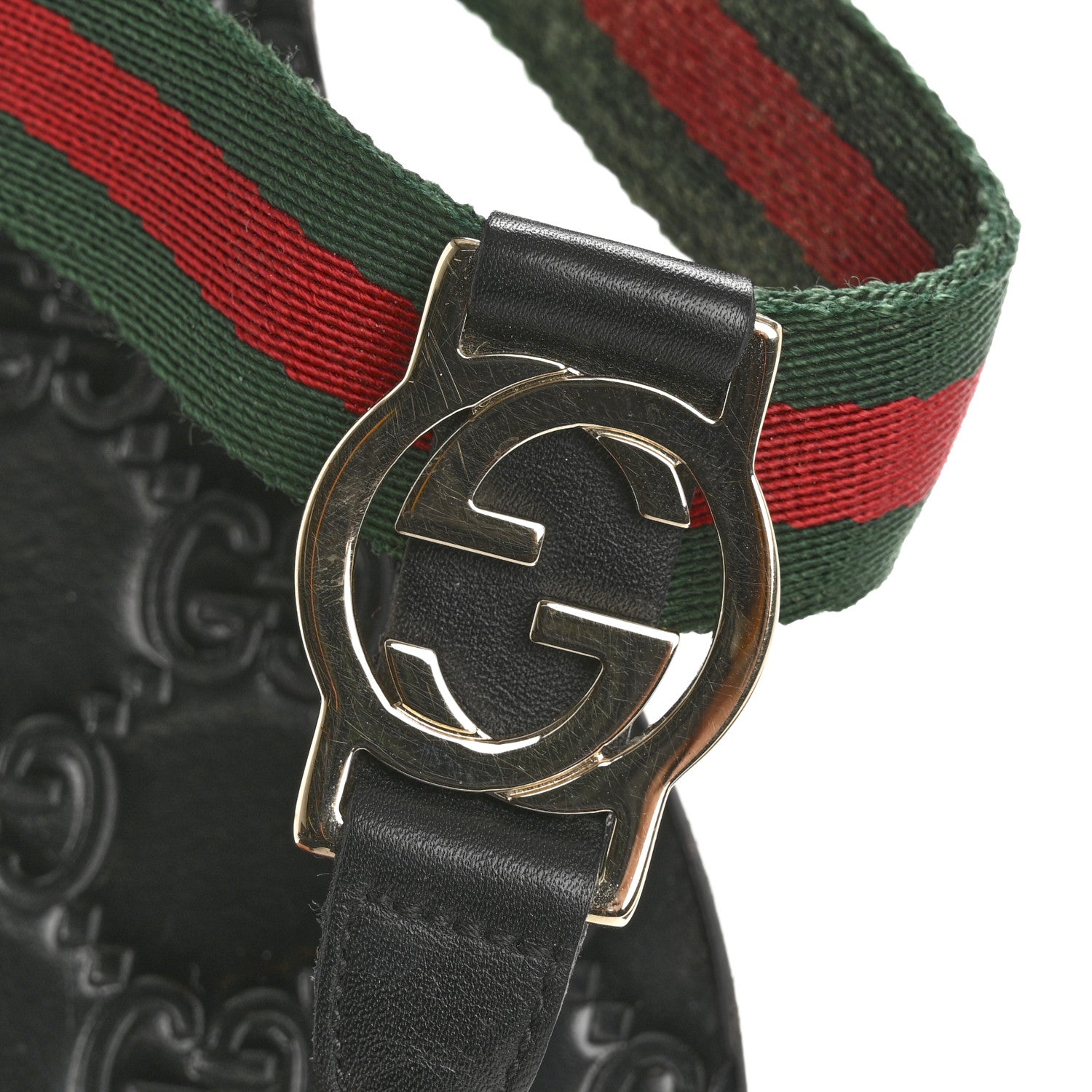 Gucci Nylon Guccissima Web Womens Thong Sandals 38.5 Green Red Black 10 of 11