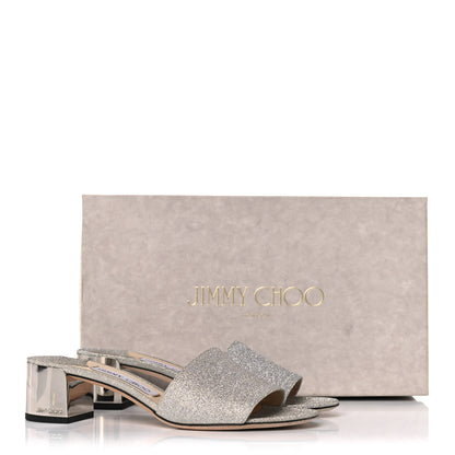 Jimmy Choo Glitter Joni Flat Slide Sandals 37 Silver 11 of 11
