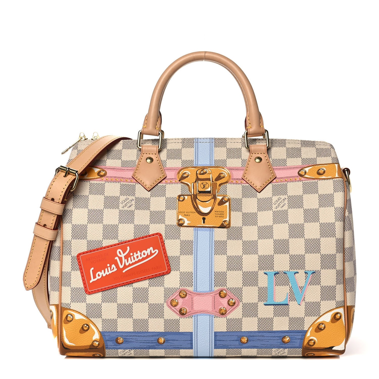 Louis Vuitton Damier Azur Summer Trunks Speedy Bandouliere 30 1 of 16