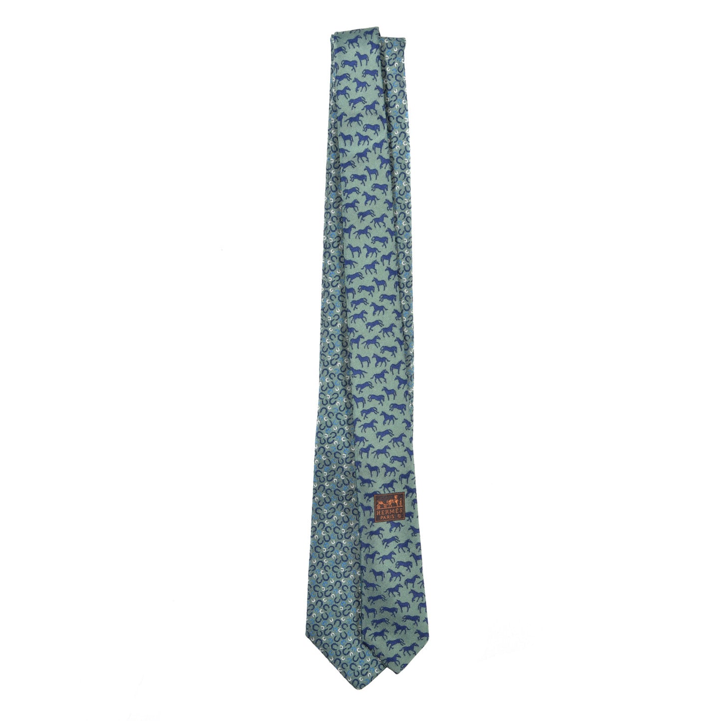 Silk 7 Galop En Vrac Mens Neck Tie Vert Amande Marine Azur