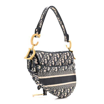 Christian Dior Oblique Embroidered Saddle Bag Blue 3 of 12