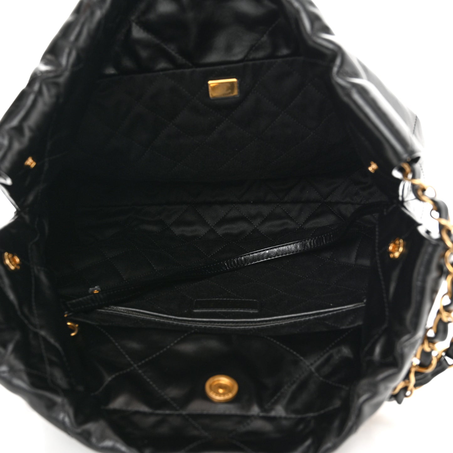 Shiny Calfskin Quilted Small Chanel 22 Black