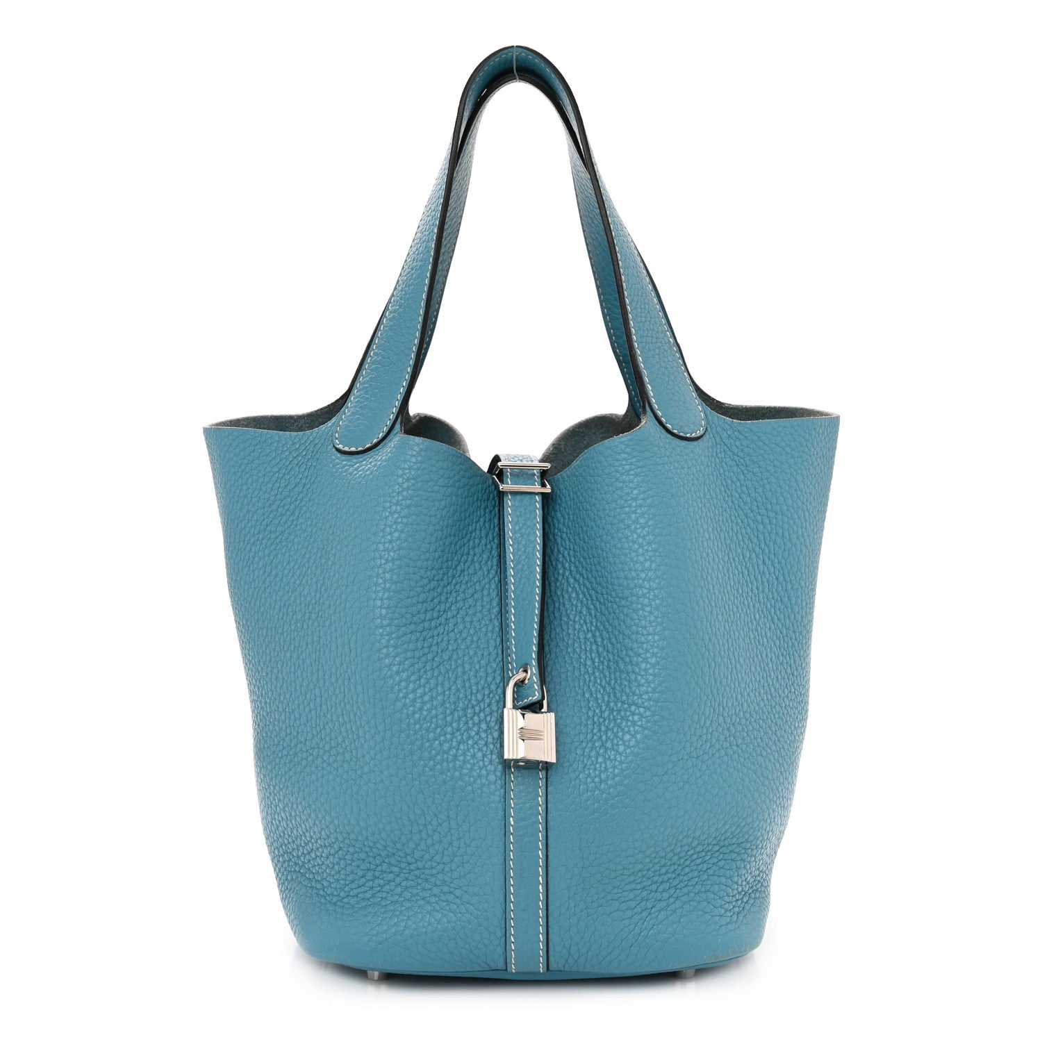 Hermes Taurillon Clemence Picotin Lock 22 MM Blue Jean 1 of 11