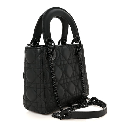 Christian Dior Ultra Matte Calfskin Cannage Mini Lady Dior Black 3 of 11