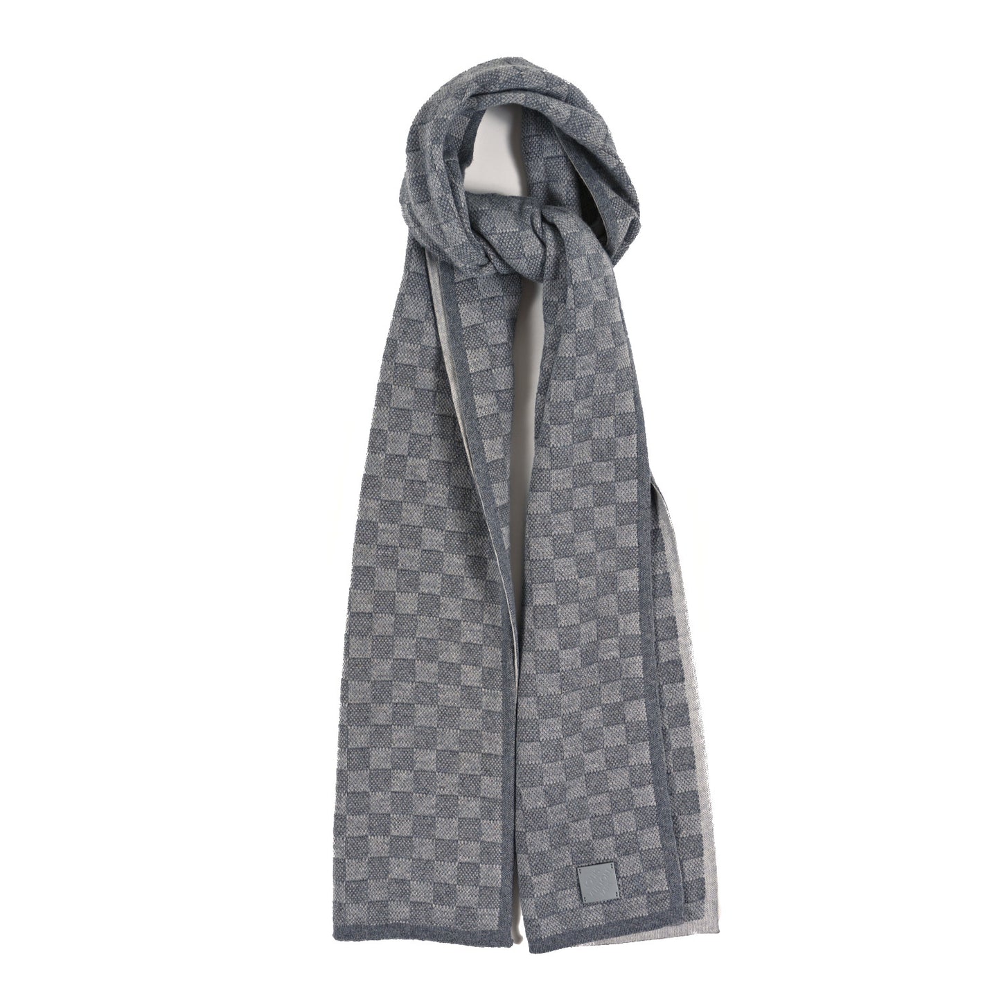 Wool Petit Damier Graphite Scarf Light Grey