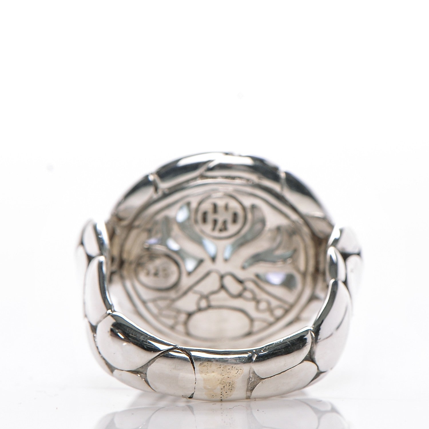 John Hardy Sterling Silver Topaz Iolite Aquamarine Kali Round Lava Ring 52 6 3 of 5