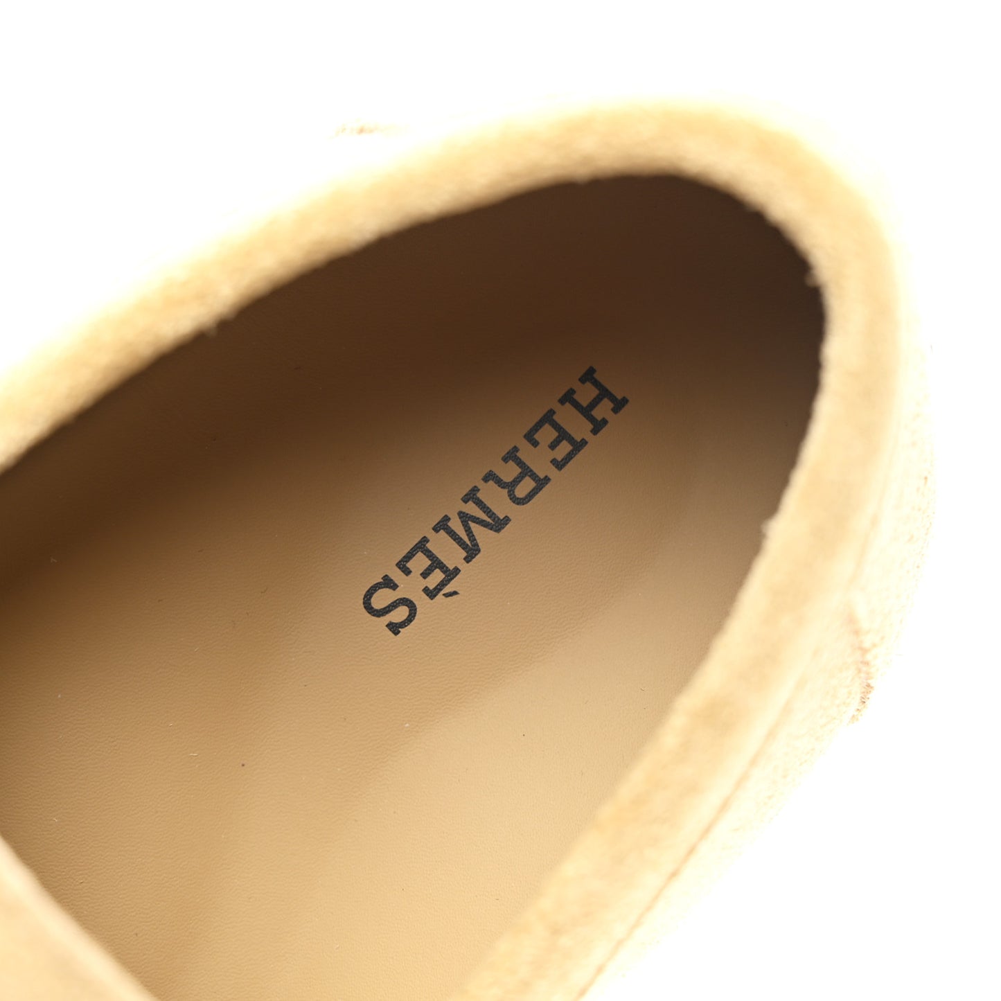 Suede Calfskin Womens Lazy Loafers 37.5 Beige Sable