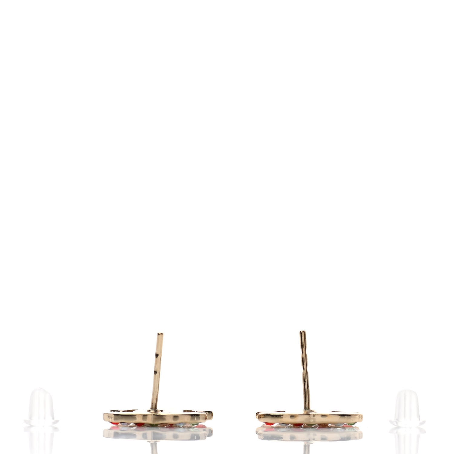 Chanel Crystal CC Earrings Gold Multicolor 3 of 5