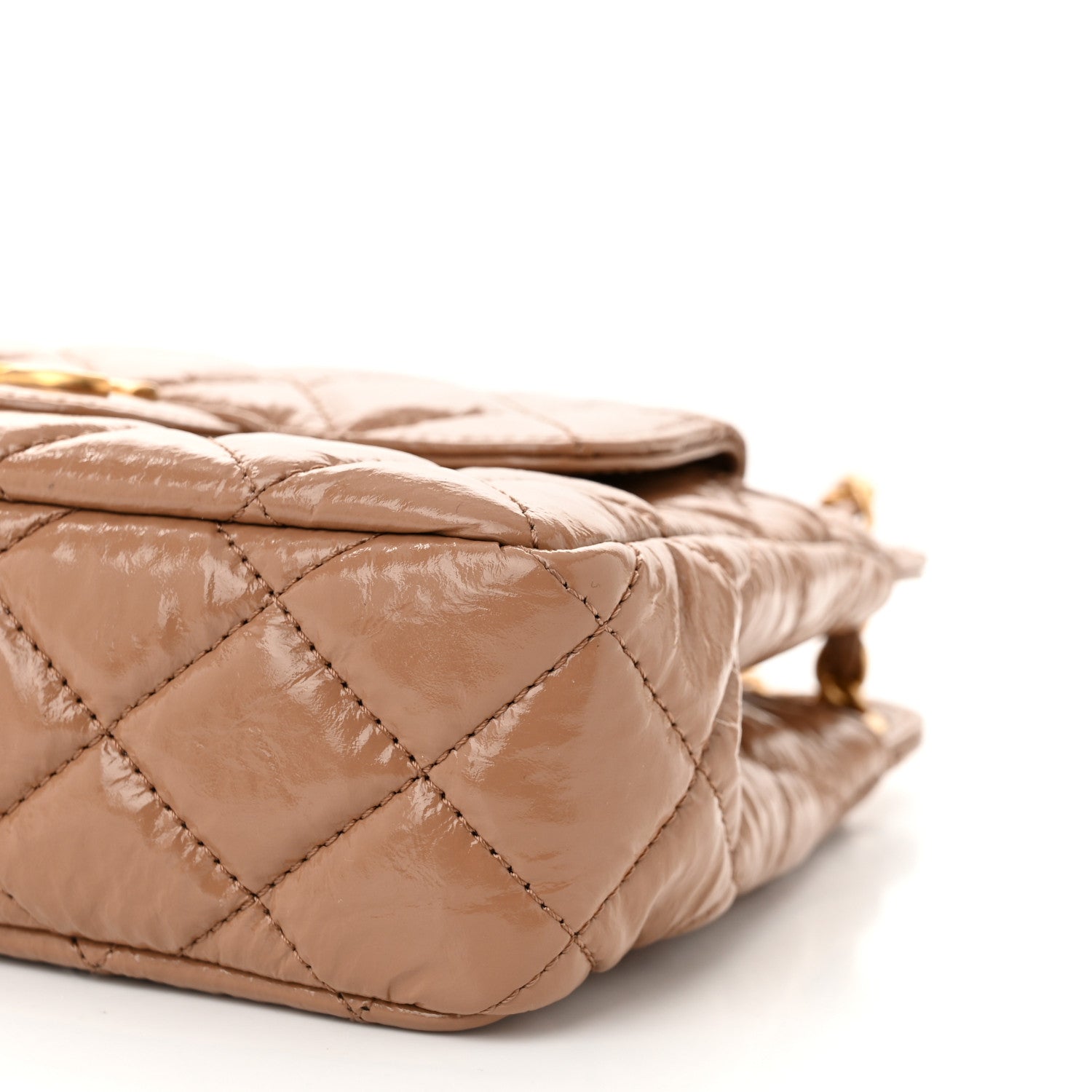 Chanel Shiny Crumpled Calfskin Quilted Small Wavy CC Hobo Dark Beige 10 of 11