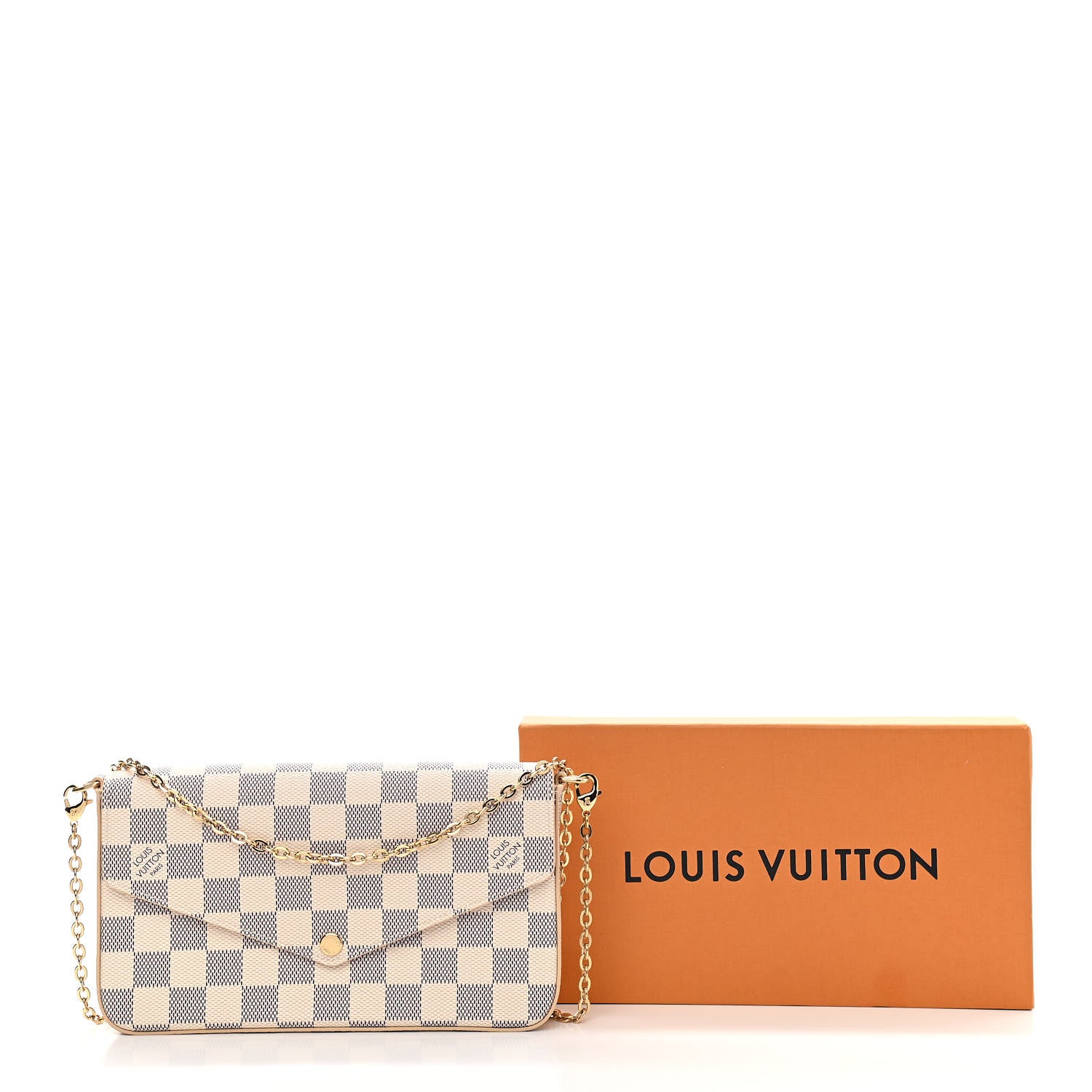 Louis Vuitton Damier Azur Pochette Felicie Chain Wallet Rose Ballerine 10 of 10