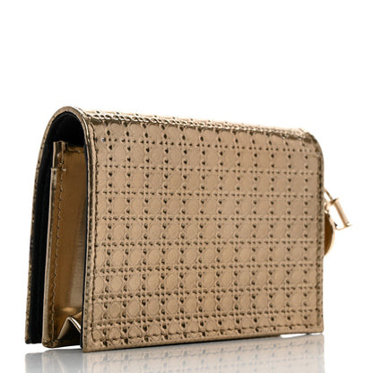 Christian Dior Metallic Patent Micro-Cannage Lady Dior Card Holder Gold 3 of 8