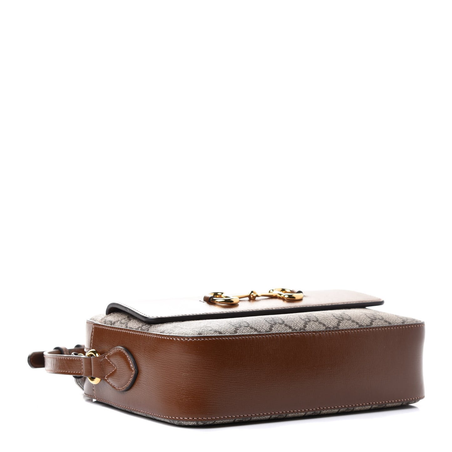 GG Supreme Monogram Small Horsebit 1955 Shoulder Bag Beige Brown Sugar