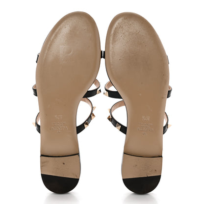 Valentino Garavani Nappa Rockstud Caged Flat Slide Sandals 37.5 Black 5 of 14