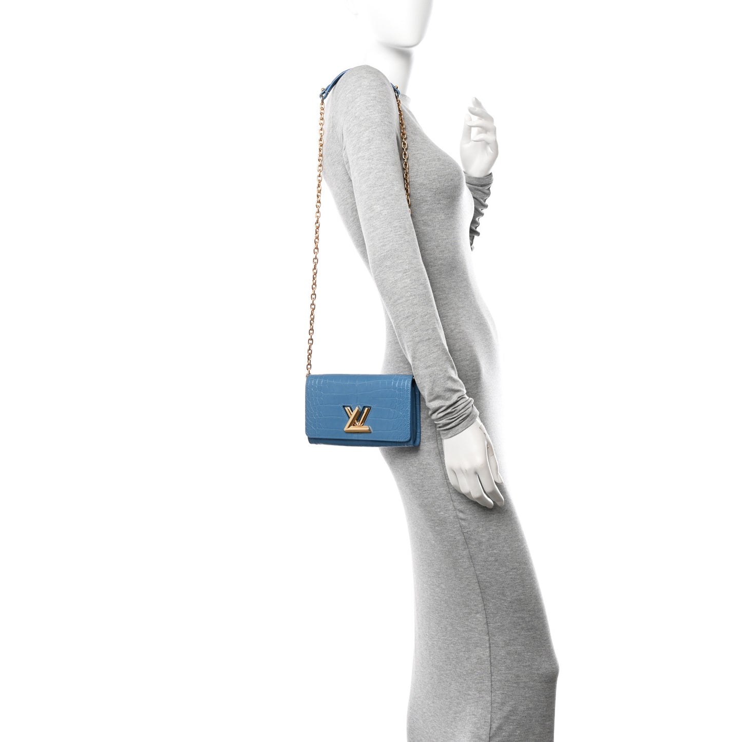 Crocodile Twist Chain Wallet Bleuet