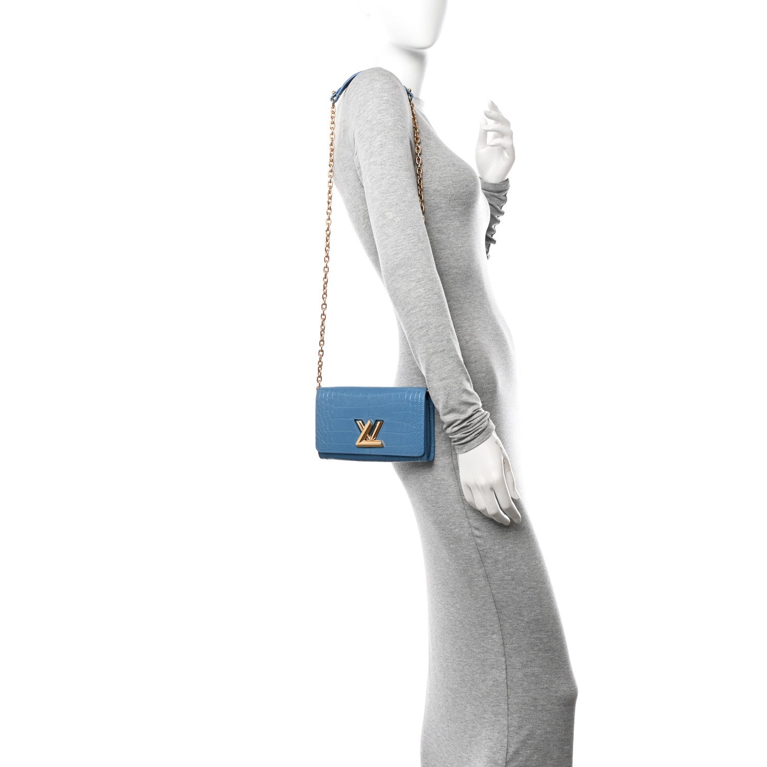 Louis Vuitton Crocodile Twist Chain Wallet Bleuet 2 of 11