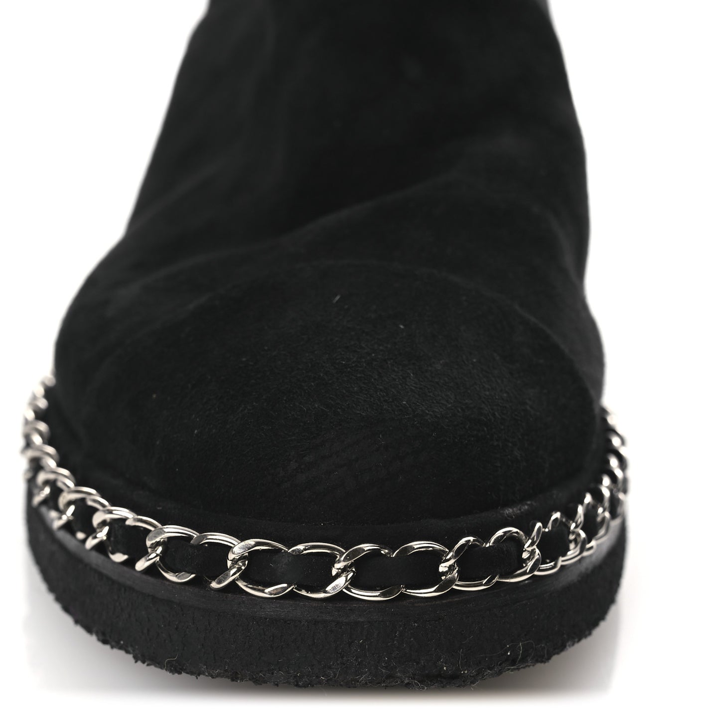 Kid Suede Shearling Womens Cap Toe Chain Short Boots 38 Black