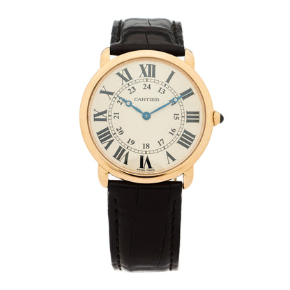 Cartier 18K Pink Gold Alligator 36mm Ronde Louis Manual Winding Watch 1 of 4