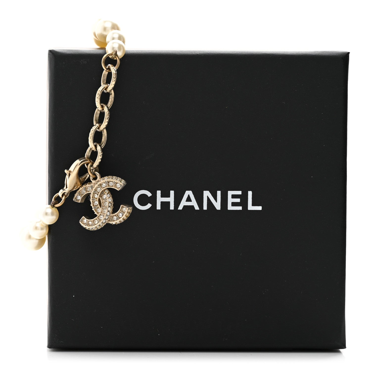 Chanel Graduated Pearl Crystal CC Bracelet Gold 5 of 5