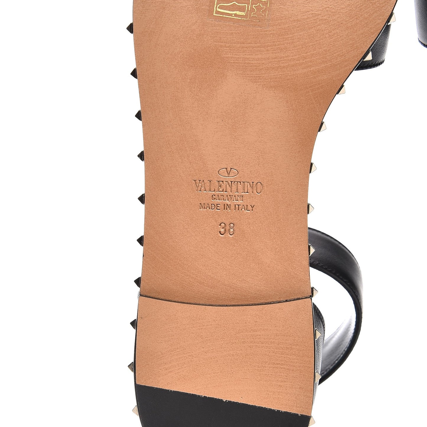 Nappa Soul Rockstud Ankle Strap Flat Sandals 38 Black