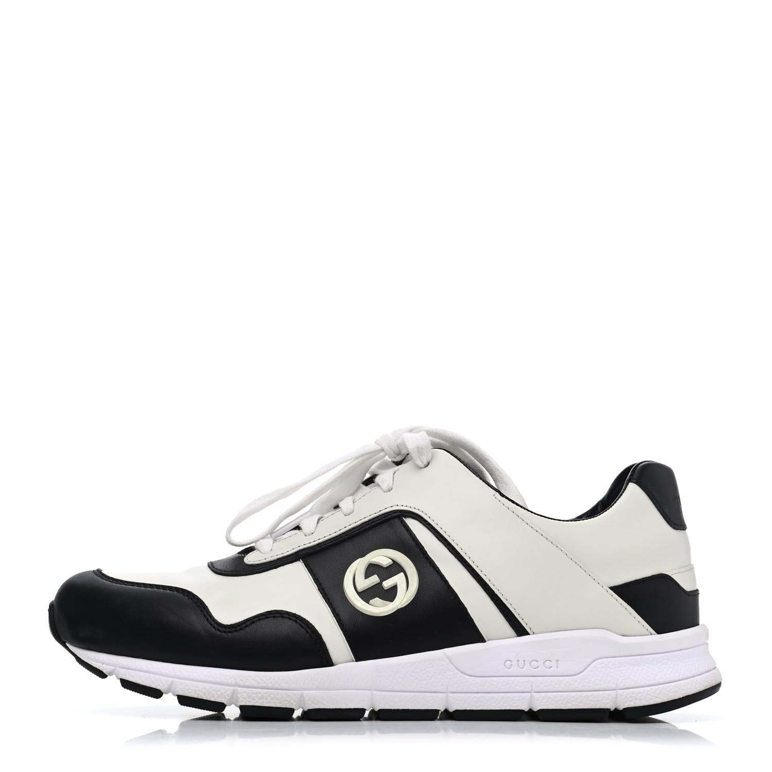 Gucci Calfskin Womens Interlocking G Sneakers 40 Black White 1 of 4