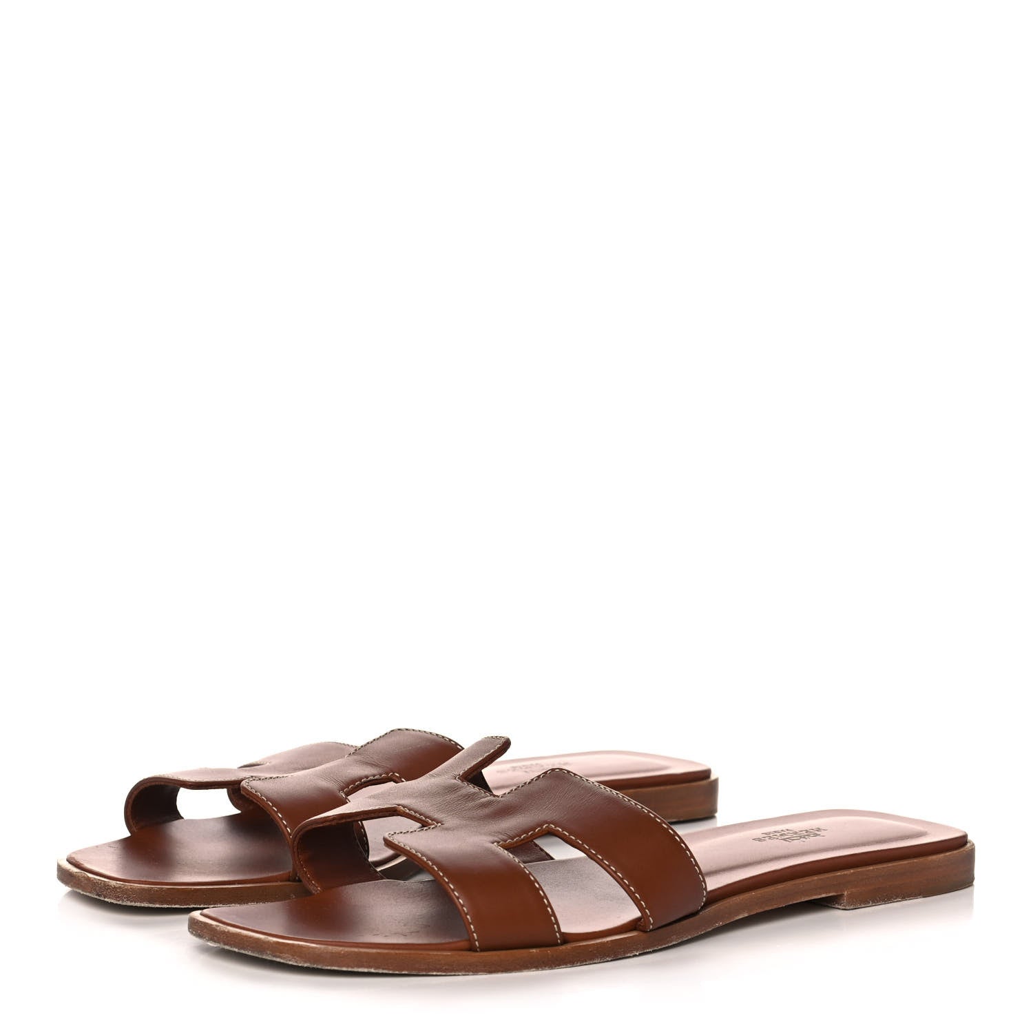 Hermes Box Calfskin Oran Sandals 39.5 Gold 3 of 14