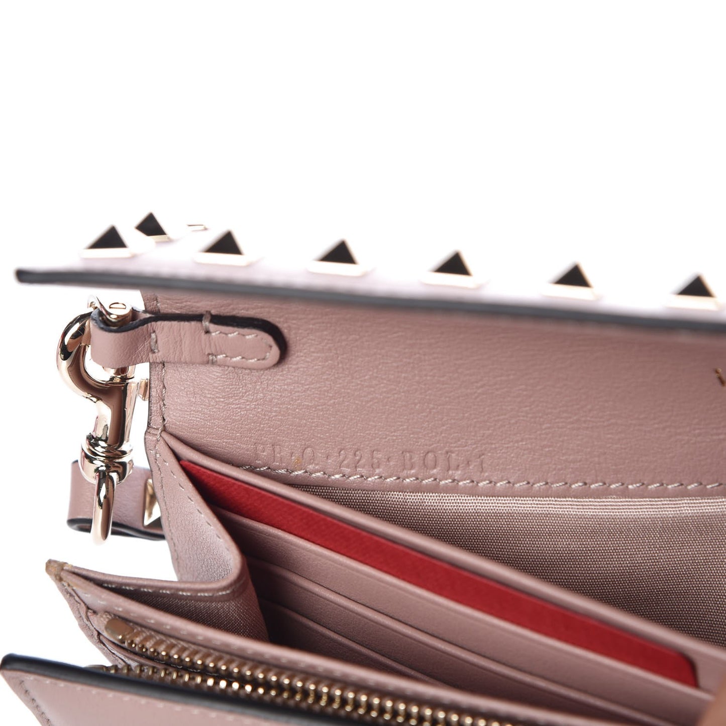 Calfskin Rockstud Wristlet Travel Wallet Poudre