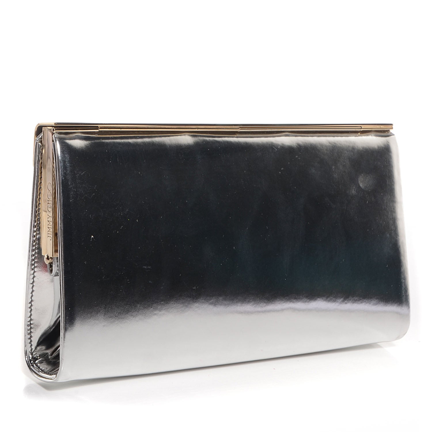 Jimmy Choo Mirrored Calfskin Cayla Clutch Silver 3 of 8