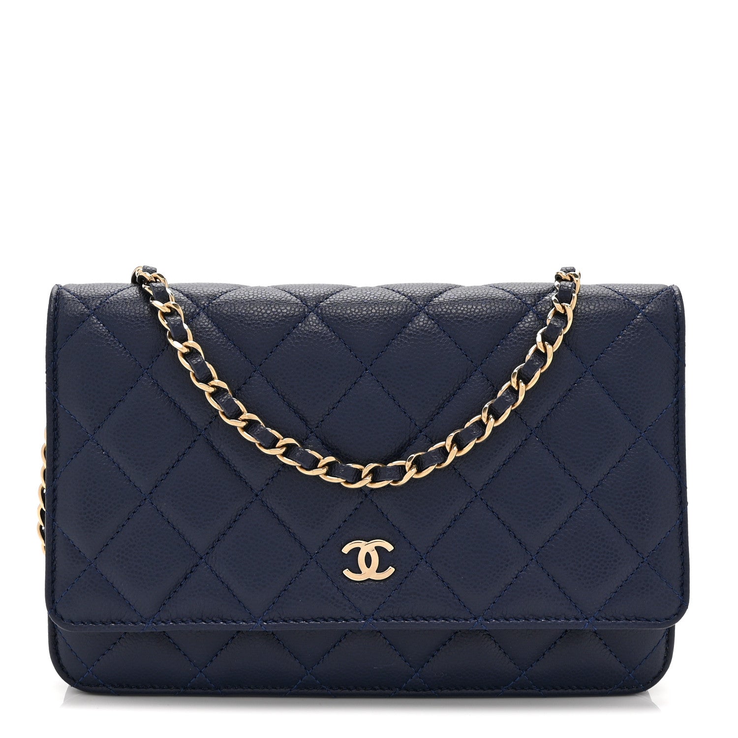 Chanel Caviar Quilted Wallet on Chain WOC Navy Blue 1 of 11