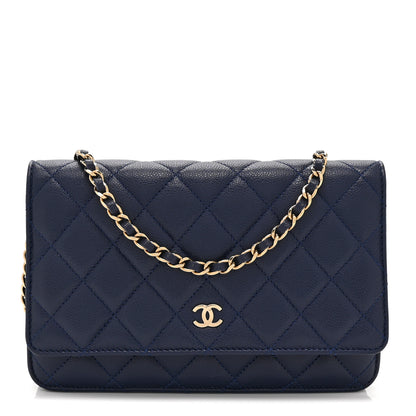 Chanel Caviar Quilted Wallet on Chain WOC Navy Blue 1 of 11