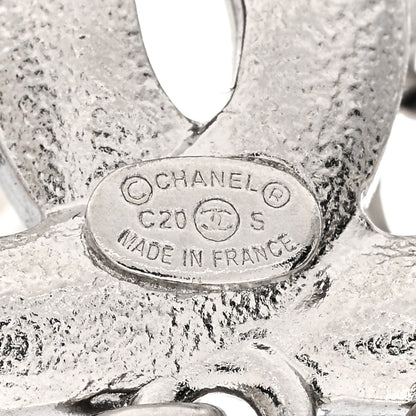 Chanel Pearl Crystal CC Chain Drop Earrings Silver 4 of 8