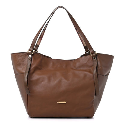 Burberry Calfskin Haymarket Check Small Canterbury Tote Brown 1 of 15