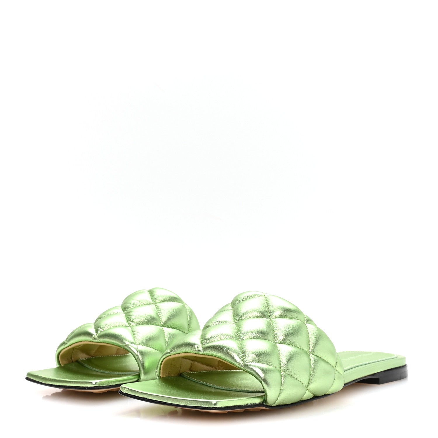 Bottega Veneta Metallic Nappa Reflection Matelasse Padded Flat Sandals 36 Pistachio 4 of 7