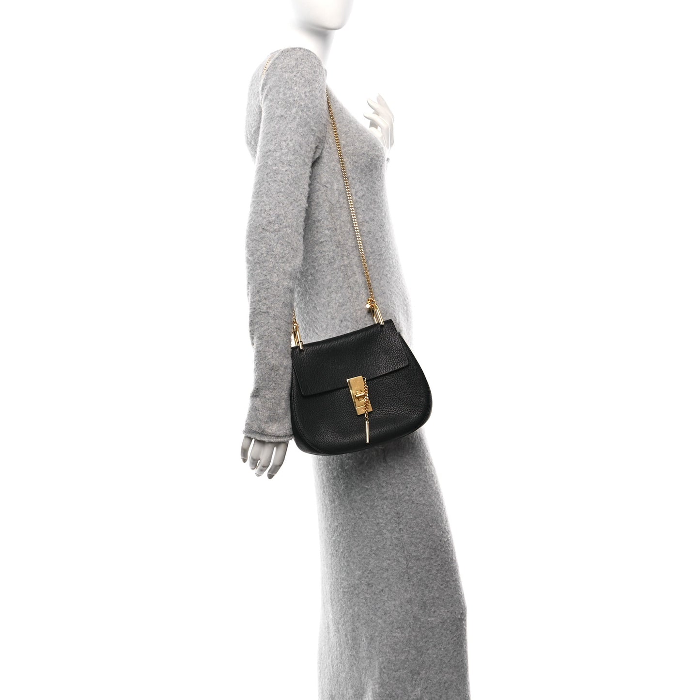 Grained Lambskin Drew Shoulder Bag Black