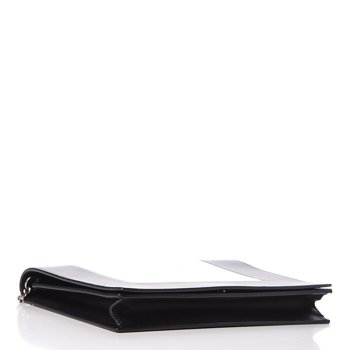 Smooth Lambskin Frame Evening Chain Clutch Black White