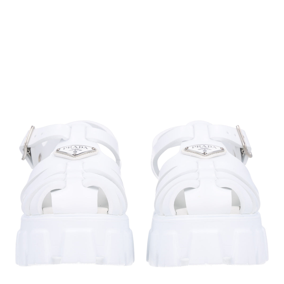Foam Rubber Metal Triangle Logo Monolith 55mm Cage Sandals 38 White