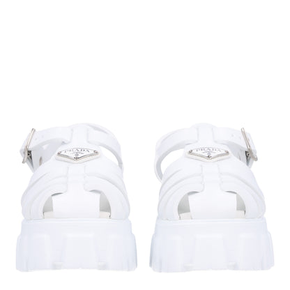 Prada Foam Rubber Metal Triangle Logo Monolith 55mm Cage Sandals 38 White 3 of 10