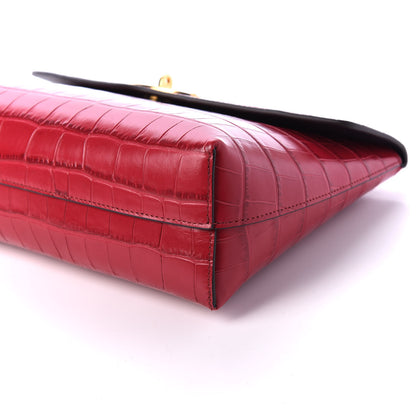 Mulberry Crocodile Embossed Calfskin Large Darley Cosmetic Pouch Red Berry 6 of 8