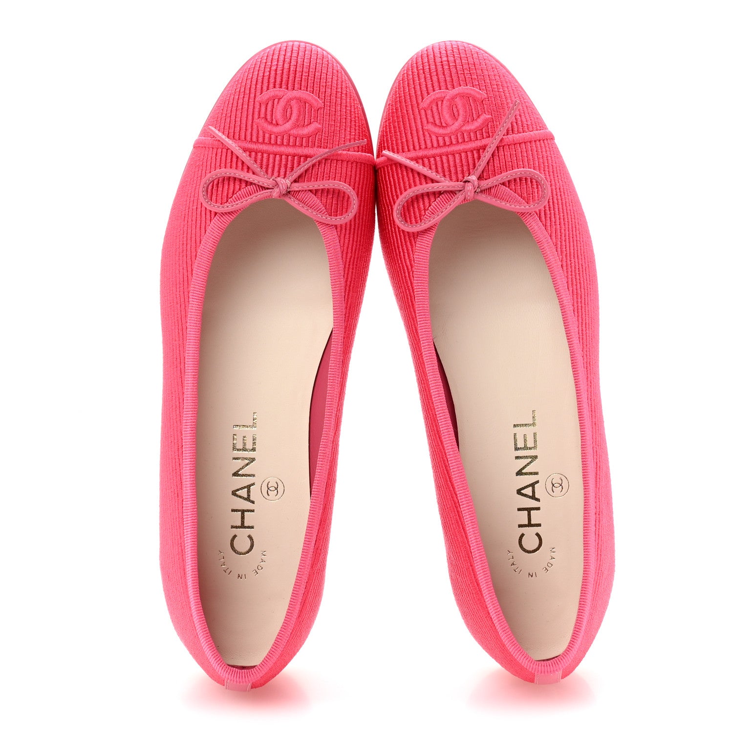 Chanel Embroidered Fabric Cap Toe CC Ballerina Flats 37 Dark Pink 2 of 10
