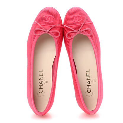 Chanel Embroidered Fabric Cap Toe CC Ballerina Flats 37 Dark Pink 2 of 10
