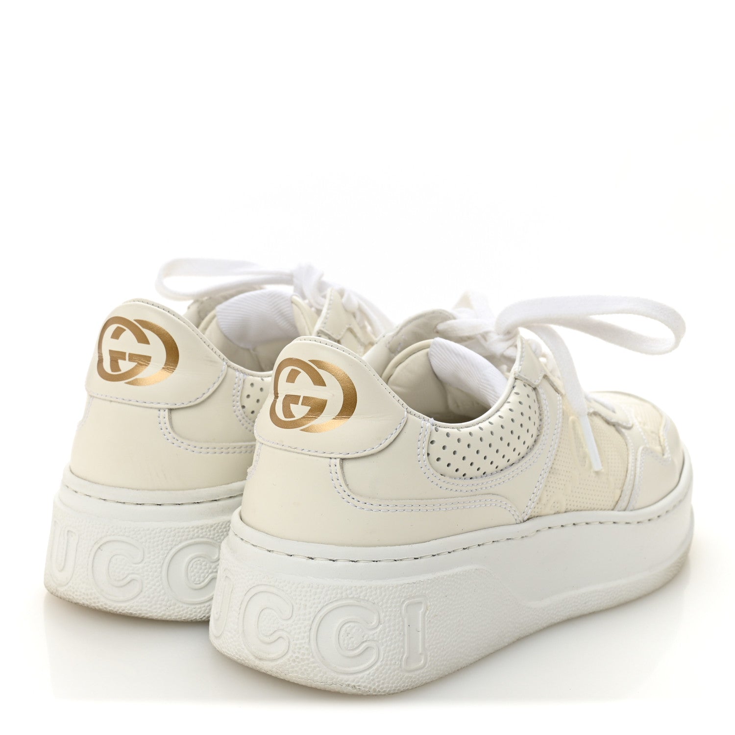 Gucci Calfskin GG Tennis Embossed Perforated Womens Platform 55mm